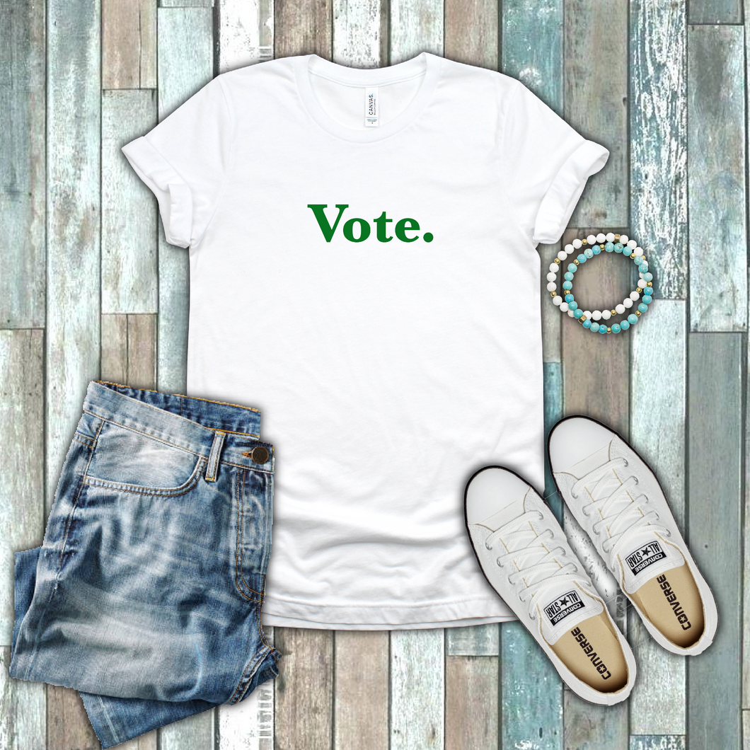 Vote Political Democrat Liberal Register To Vote Gift Green White Cotton T-shirt