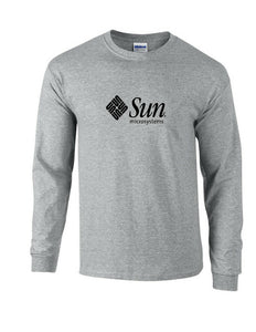 Sun  Microsystems  Black Logo T-shirt Computer  Sport Gray Long Sleeve Shirt