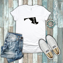 Load image into Gallery viewer, Maryland Old Line State Home Pride Heart Silhouette 100% Cotton White T-shirt
