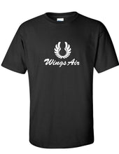 Load image into Gallery viewer, Wings Air White Retro Logo Indonesian Airline Black Cotton T-shirt
