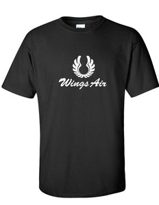 Wings Air White Retro Logo Indonesian Airline Black Cotton T-shirt