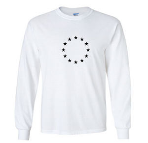 EU European Union Black Logo T-shirt FLAG 90s EURO White Long Sleeve Shirt