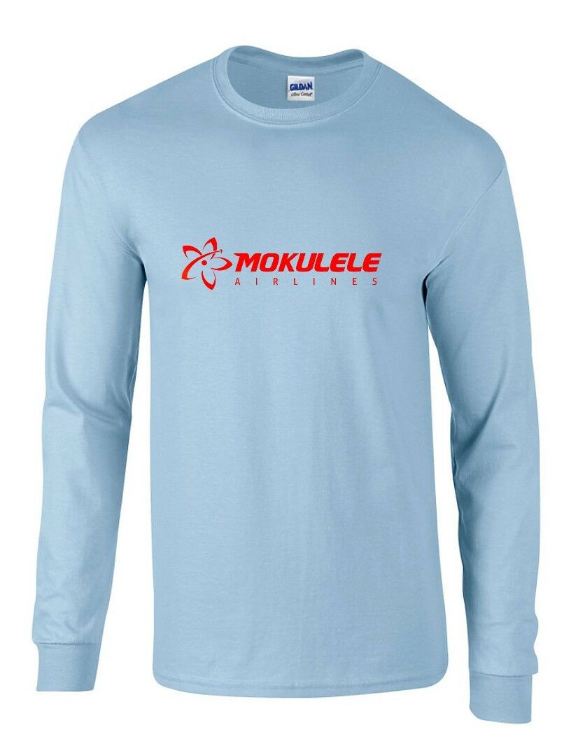 Mokulele Airlines Red Logo US Kona Aviation Light Blue Long Sleeve T-shirt