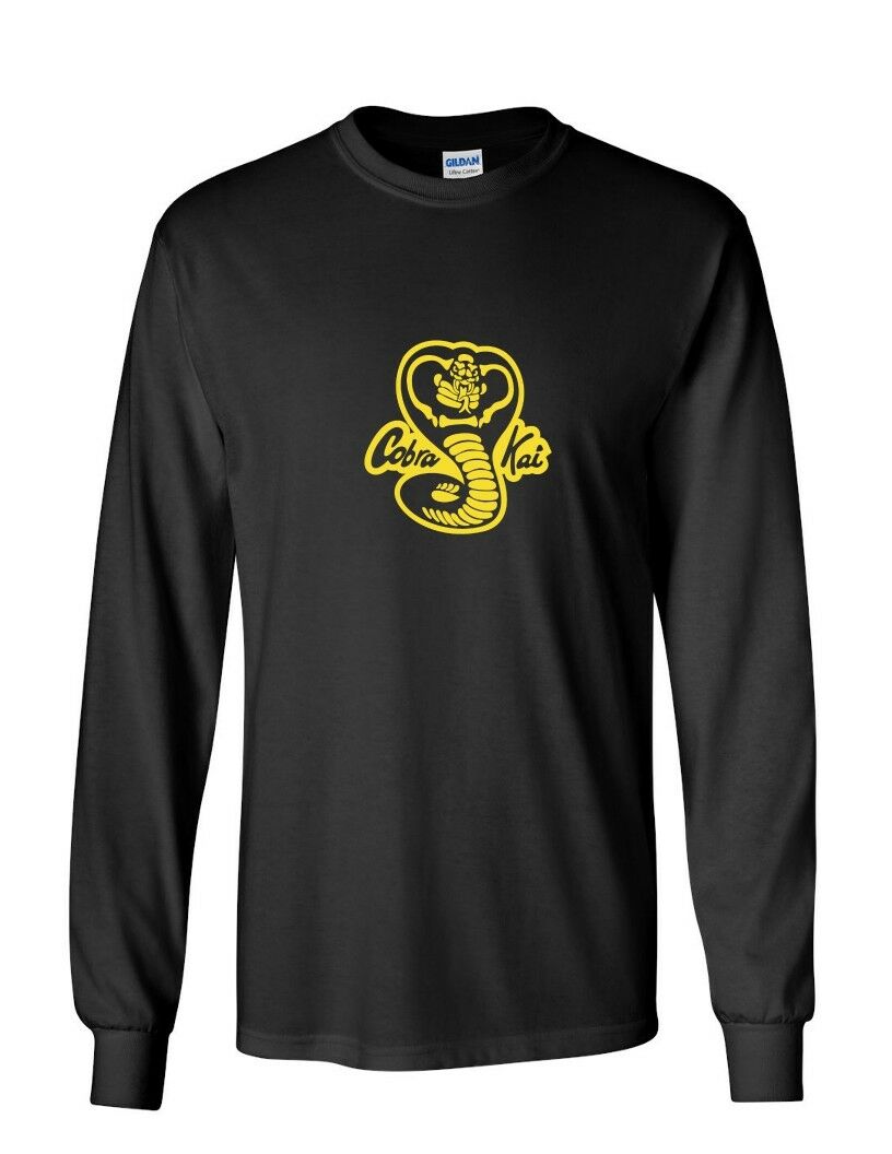 Cobra Kai Yellow Logo T-SHIRT 80’s Karate Kid Martial Black Long Sleeve T Shirt