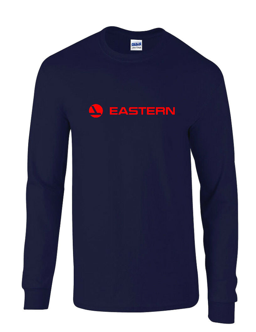 Eastern Airlines Red Retro Logo Shirt Aviation Navy Blue Long Sleeve T-shirt