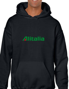 Alitalia Red Green Logo Italian Airline Geek Black Hoodie Hooded Sweatshirt