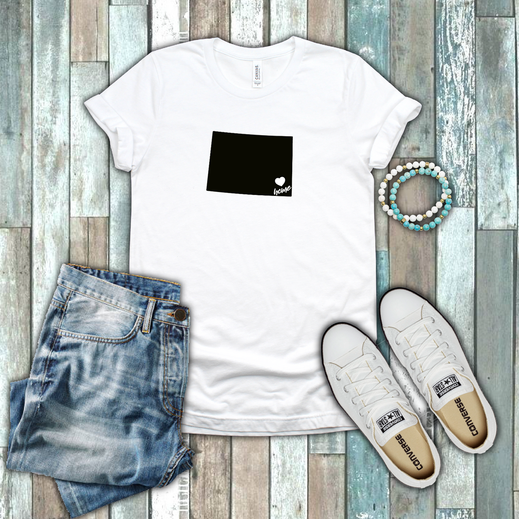 Wyoming Cowboy State Home Pride Heart Silhouette 100% Cotton White T-shirt