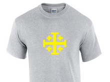 Load image into Gallery viewer, Yellow Jerusalem Cross Knights Templar T-Shirt Gray Christian Jesus God Shirt
