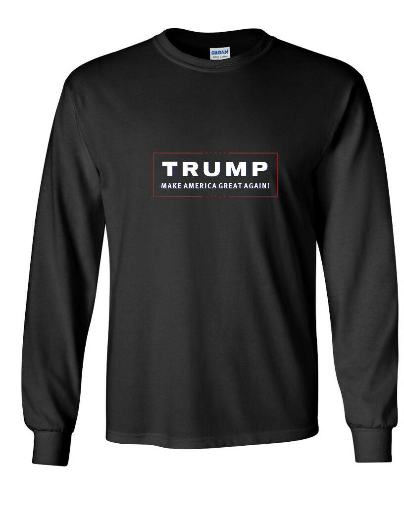 Trump Make America Great Again White Red Logo Black Long Sleeve T-Shirt