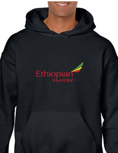 Ethiopian Airlines Red Yellow Green African Logo Black Hoodie Hooded Sweatshirt