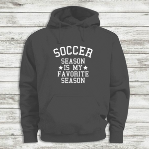 Soccer Season Favorite Season Funny Charcoal Gray Hoodie Hooded Sweatshirt