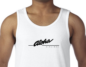 Aloha Airlines Black Retro Logo Shirt Hawaiian Airline White Tank Top S-3XL