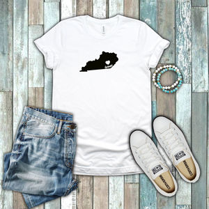 Kentucky Bluegrass State Home Pride Heart Silhouette 100% Cotton White T-shirt