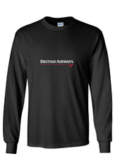 Load image into Gallery viewer, British Airways Vintage Red White Logo Black Long Sleeve T-Shirt
