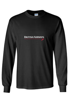 British Airways Vintage Red White Logo Black Long Sleeve T-Shirt
