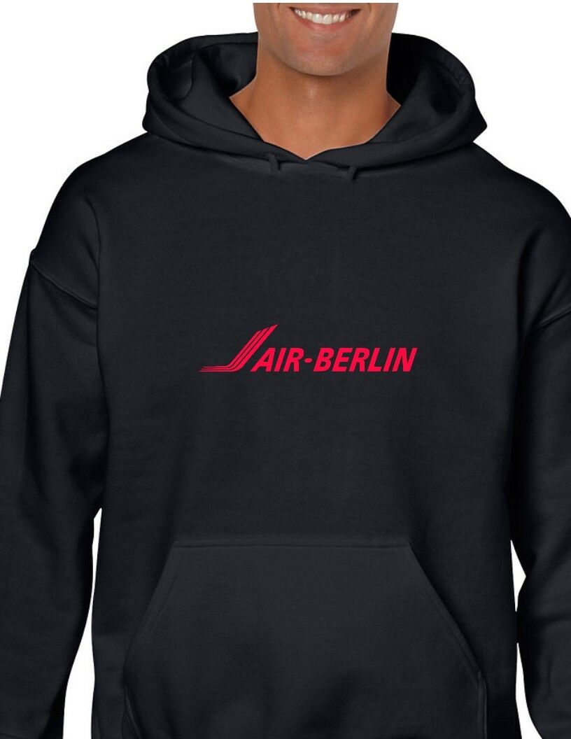 Air Berlin Red Logo German Airline Black Hoodie Hooded Sweatshirt