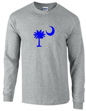 Load image into Gallery viewer, South Carolina State Flag Blue Tree Moon Symbol  Sport Gray Long Sleeve T-shirt
