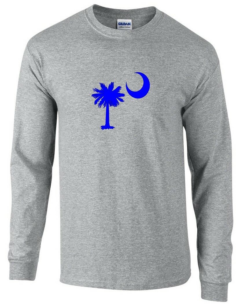 South Carolina State Flag Blue Tree Moon Symbol  Sport Gray Long Sleeve T-shirt