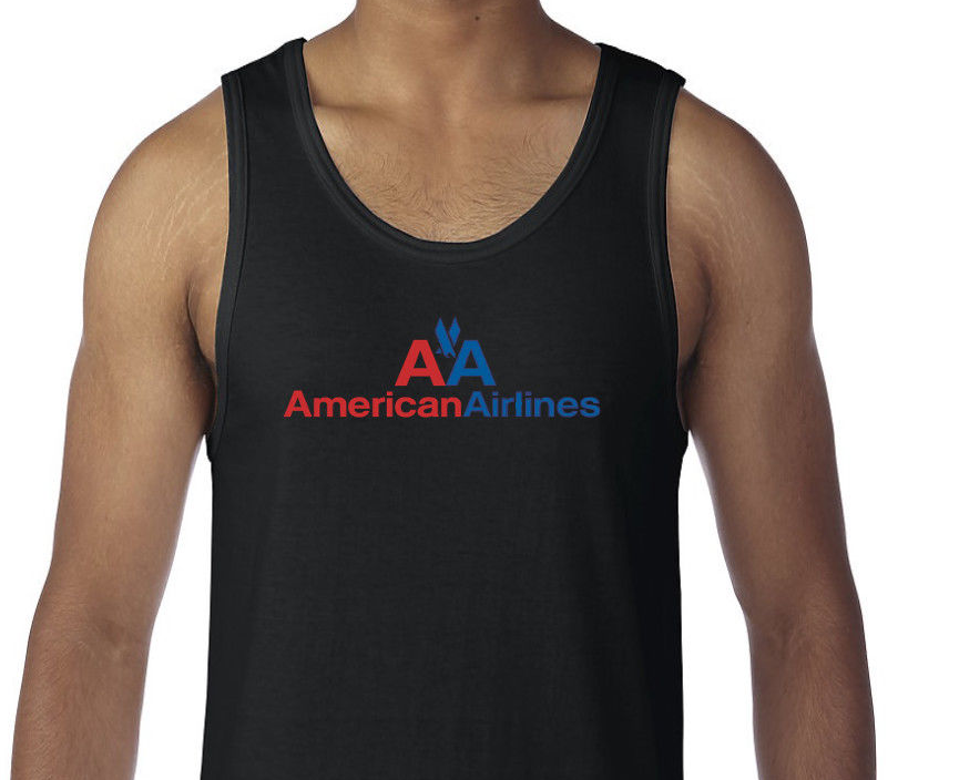 American Airlines Retro Logo Tank Top US Airline Black Sleeveless T-Shirt