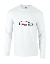 Load image into Gallery viewer, I Love my EK  Honda Civic hatchback Heart Red White Black Long Sleeve T-Shirt
