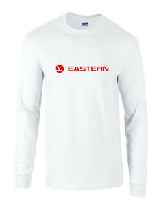 Eastern Airlines Red Retro Logo Shirt Asian Airline White Long Sleeve T-shirt