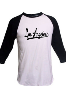 Los Angeles 3/4 Sleeve Raglan T-Shirt LA Baseball Sports Tail Style All Colors