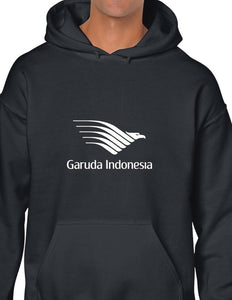 Garuda Indonesia White Airline Logo Black Hoodie Hooded Sweatshirt