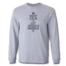 Load image into Gallery viewer, Keep Calm Let Jessica Handle It Funny Name Parody Grey Cotton T-Shirt
