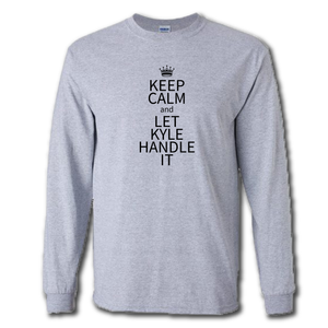 Keep Calm Let Kyle Handle It Funny Name Parody Grey Cotton T-Shirt