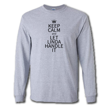 Load image into Gallery viewer, Keep Calm Let Linda Handle It Funny Name Parody Grey Cotton T-Shirt
