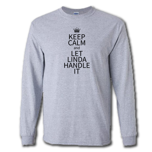 Keep Calm Let Linda Handle It Funny Name Parody Grey Cotton T-Shirt