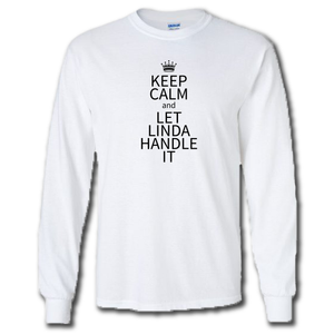 Keep Calm Let Linda Handle It Funny Name Parody White Cotton T-Shirt