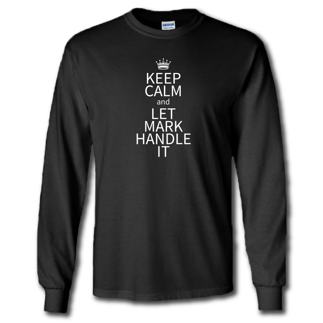 Copy of Keep Calm Let Karen Handle It Funny Name Parody Black Cotton T-Shirt
