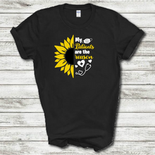 Load image into Gallery viewer, Nurse My Patients Are The Reason Sunflower Job Work Short Sleeve Black Cotton T-Shirt
