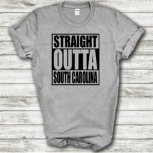 Load image into Gallery viewer, Straight Outta South Carolina Funny Hometown Locals Only Straight Outta Compton Parody Grey Cotton T-Shirt
