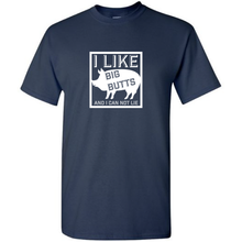 Load image into Gallery viewer, I Like Big Butts Pork Rump Funny BBQ Pig Outdoor Cotton Short Sleeve Navy T-shirt
