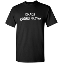 Load image into Gallery viewer, Chaos Coordinator Funny Parent Life Mom Life Dad Life Joke Short Sleeve Cotton Black T-shirt
