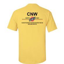 Load image into Gallery viewer, Chicago North Western Railway CNW Safety First Holding Truckers By The Nose And Kicking Their Ass Since World War Two Short Sleeve T-shirt
