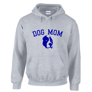 Dog Mom Jersey Style Pitt Bull Silhouette Drawstring Hooded Cotton Sport Grey Sweatshirt