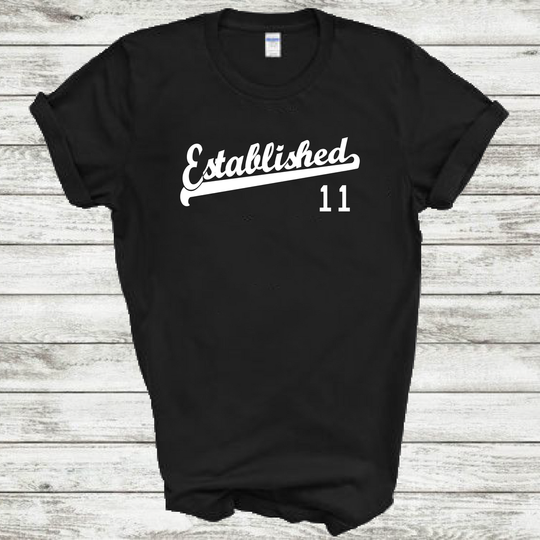 Established 11 Script Tail 2011 Birthday Anniversary Cotton T-shirt