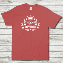 Load image into Gallery viewer, Kings Are Born In September Funny Birthday Gift Short Sleeve Mens Red Cotton T-Shirt
