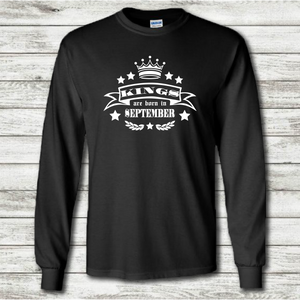Kings Are Born In September Funny Birthday Gift Mens Black Cotton T-Shirt