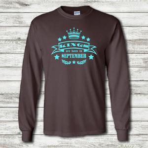Kings Are Born In September Funny Birthday Gift Mens Brown Cotton T-Shirt