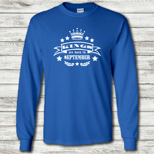 Kings Are Born In September Funny Birthday Gift Mens Royal Cotton T-Shirt