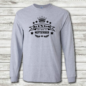 Kings Are Born In September Funny Birthday Gift Mens Sport Grey Cotton T-Shirt