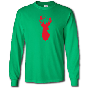 Reindeer Steed Christmas Holiday Family Long Sleeve Cotton Green T-shirt