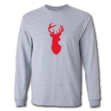 Load image into Gallery viewer, Reindeer Steed Christmas Holiday Family Long Sleeve Cotton Grey T-shirt
