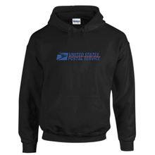 Load image into Gallery viewer, USPS United States Post Office Mail Carrier Retro Gray Hoodie Hooded Black With Blue And Red Print Sweatshirt 
