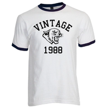 Load image into Gallery viewer, Vintage 1988 Cougars Cougar Head Jersey Style Short Sleeve Navy Ringer Cotton T-Shirt
