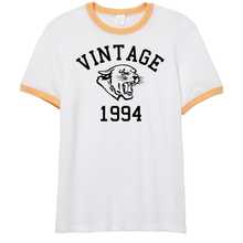 Load image into Gallery viewer, Vintage 1994 Cougars Cougar Head Jersey Style Short Sleeve Yellow Ringer Cotton T-Shirt
